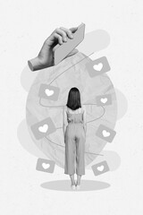 Poster - Magazine poster creative collage of lady blogger digital smm marketing advert have many forum blog likes from smart gadget