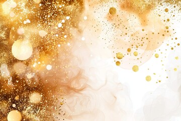 Wall Mural - glow glitter light effect with gold glittering light particles and star dust magic sparks. gold lumi