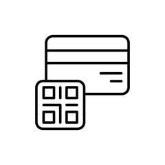 Fototapete - Credit card QR outline icons, minimalist vector illustration ,simple transparent graphic element .Isolated on white background