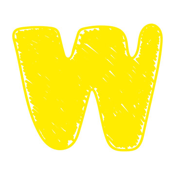 The letter W of the English alphabet. A children's alphabet with hand-drawn letters. The ABC