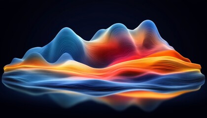 Poster - Abstract 3D Visualization Of Financial Price Fluctuations In Vivid Blue, Orange, And Yellow