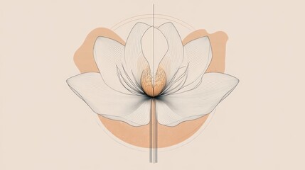 Wall Mural - abstract minimalist white lotus flower illustration.