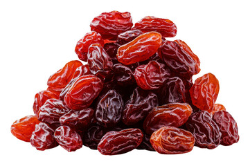 Wall Mural - Pile of Wrinkled Brown Raisins Heap of Dehydrated Grapes Food Isolated on Transparent