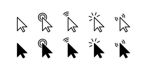 Fototapete -  Cursor icon set in black and white