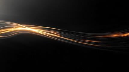 Wall Mural - abstract glowing orange wave on black background.