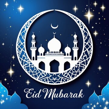 Beautifully Designed Islamic Themed Eid Mubarak Greeting Card Perfect for Celebrating Eid.