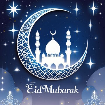 Beautifully Designed Islamic Themed Eid Mubarak Greeting Card Perfect for Celebrating Eid.
