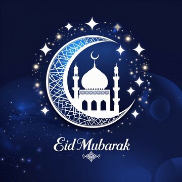 Beautifully Designed Islamic Themed Eid Mubarak Greeting Card Perfect for Celebrating Eid.