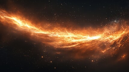 Wall Mural - an orange and yellow nebula shines brightly in deep space