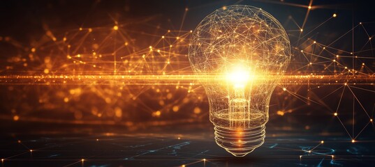 Poster - Virtual Lightbulb And Abstract Connections Representing Innovation And Digital Transformation
