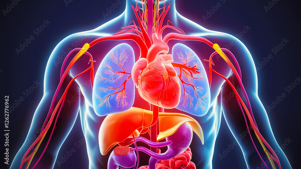 3D Digital Illustration of a Human Body With the Internal Organs ...