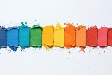 Poster - Vibrant Spectrum of Watercolor Paints Arranged on Canvas Surface for Creative Art Projects