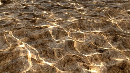 Fototapete - 3D realistic seamless water reflections, glowing sunlight ripples in a natural transparent overlay.