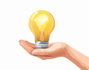 Wall Mural - Innovation and energy concept of hand hold a light bulb