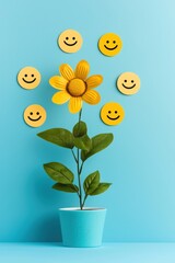 Poster - A symbolic flower blooming with icons of customer satisfaction.
