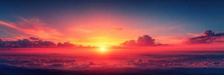 Poster - Warm gradient colors blend to create a stunning sunset over the horizon