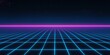 © LitLab - Neon grid landscape with horizon line during a digital twilight