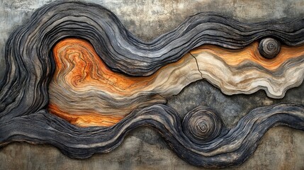 Poster - Abstract wall art featuring intricate textures and earthy colors in a modern interior design setting