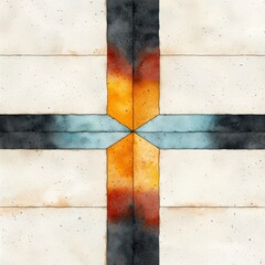 Poster - Abstract geometric pattern with vivid colors on textured background for modern design or artistic projects