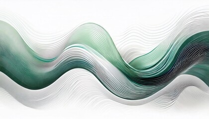 Poster - fluid wave pattern in layered green and white gradients for abstract wall art and modern graphic design projects

