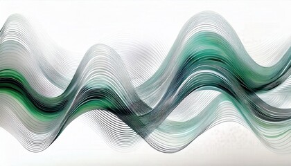 Poster - fluid wave pattern in layered green and white gradients for abstract wall art and modern graphic design projects

