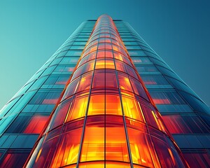 Sticker - Shimmering Glass Tower Reaching for the Sky a Striking Modern Architectural Masterpiece