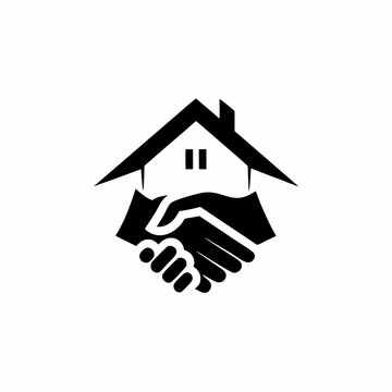 creative business handshake icon and logo vector silhouette