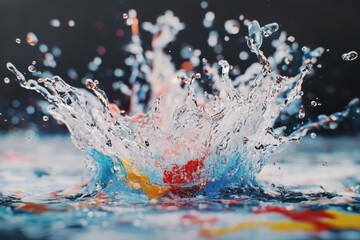 Poster - colorful water splash creating dynamic visual interest in advertising design layouts