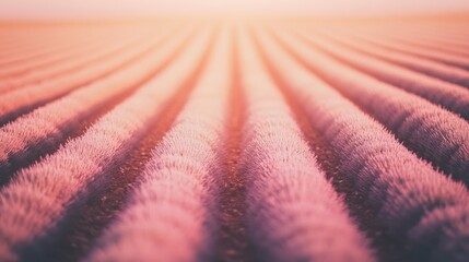 Aufkleber - Warm sunlight bathes rows of lavender plants stretching towards the horizon in a picturesque provencal landscape, creating a serene and colorful scene