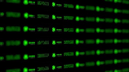 Wall Mural - animation blade server rack cluster of hard drives storage light in internet data center room