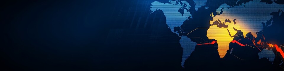 Poster - Global Business Network, Trading Graph, Financial Data Analysis, World Map Visualization