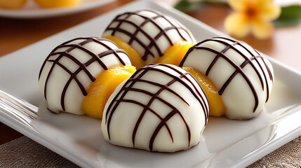 Wall Mural -  romantic white chocolate-dipped mango