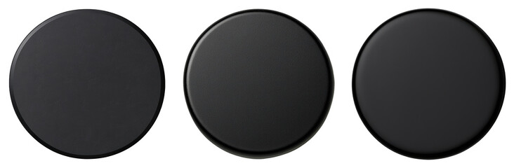 Poster - Three Dark Gray Round Shape with Varying Textures on Transparent Background