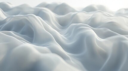 Wall Mural - Abstract waves of smooth white fabric undulate gently in light