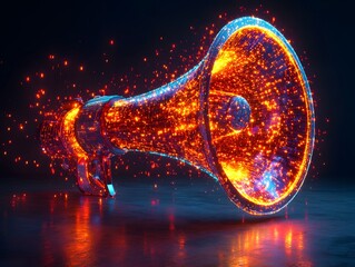 Poster - Radiant and Vibrant Megaphone Amplifying Music and Cheers with Dynamic Patterns of Sound Waves