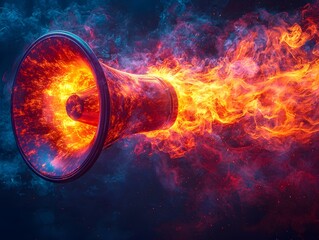 Poster - Vibrant Megaphone Amplifying Music and Cheers with Dynamic Sound Waves