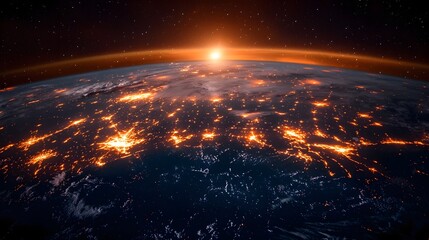 Poster - Futuristic Glowing Corporate Global Network Spanning the World with Vibrant Offices