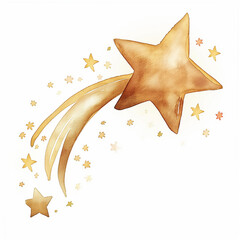 Wall Mural - golden shooting star flying through space leaving a trail of glitter and little stars