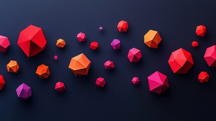 Poster - Colorful geometric shapes arranged in an artistic display against a dark background
