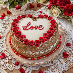 Wall Mural - cake is very good and tasty to celebrate love.