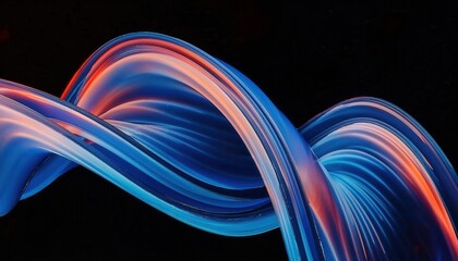 Poster - abstract fluid wave in blue and orange hues, futuristic motion design, digital art for background, technology visuals

