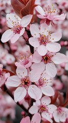 Poster - Blooming pink cherry blossom flowers fill the air with vibrant color and delightful fragrance on a sunny spring day, creating a breathtaking scene in nature's garden