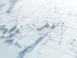 Poster - Abstract representation of data analytics with dynamic graphs and charts illustrating market trends and fluctuations in a modern workspace