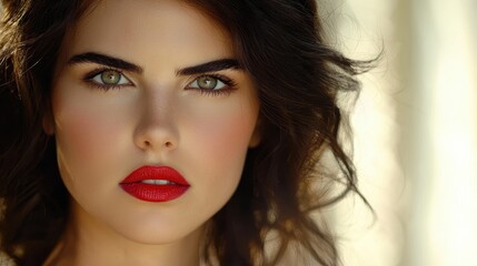  Captivating woman with red lipstick and mysterious expression