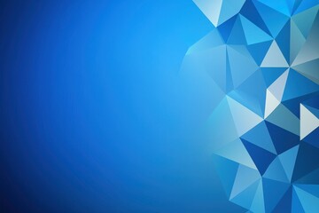 Poster - Abstract blue background with geometric triangular shapes and smooth gradients.