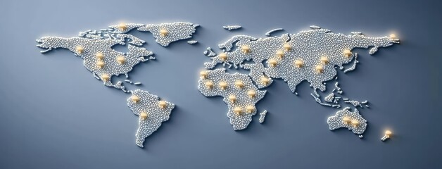 Leinwandbilder - Visual concept showcasing a global network with location pins over a digital map, emphasizing technology and interconnectedness
