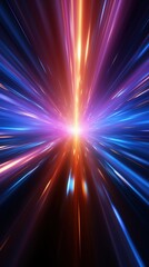 Poster - a vibrant burst of light radiating outward, showcasing dynamic colors and a sense of movement in a c