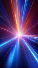Poster - a vibrant abstract image showcasing beams of light in various colors radiating outward, creating a d