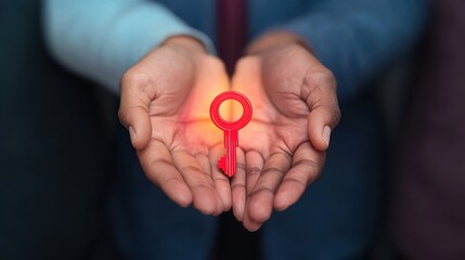 Poster - A pair of hands holds a glowing red key, symbolizing access, opportunity, and potential in a professional or personal context.
