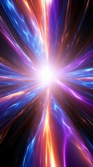 Poster - a vibrant explosion of light and color radiates outward, creating a dynamic visual effect reminiscen
